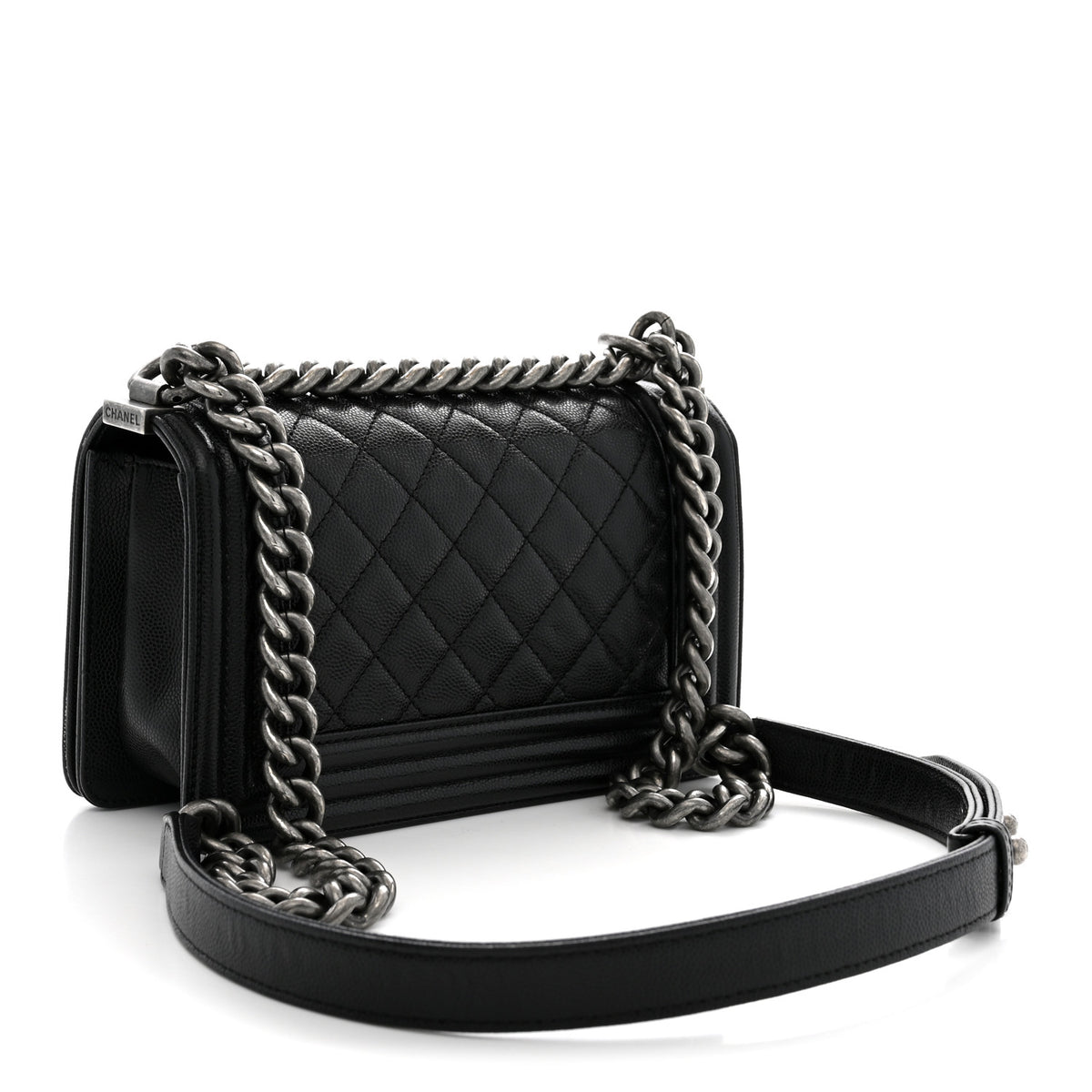 Caviar Quilted Small Boy Flap Black