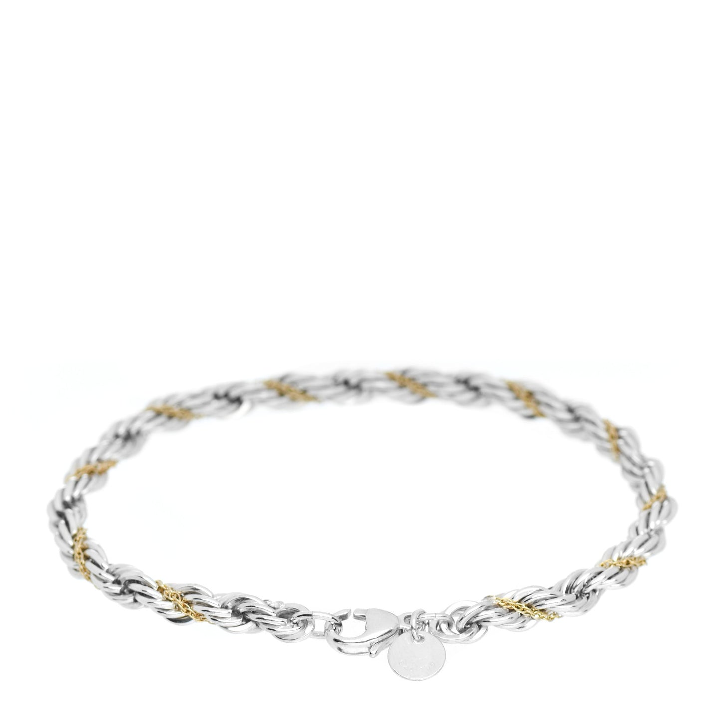 Sterling Silver 18K Yellow Gold Rope Chain Bracelet