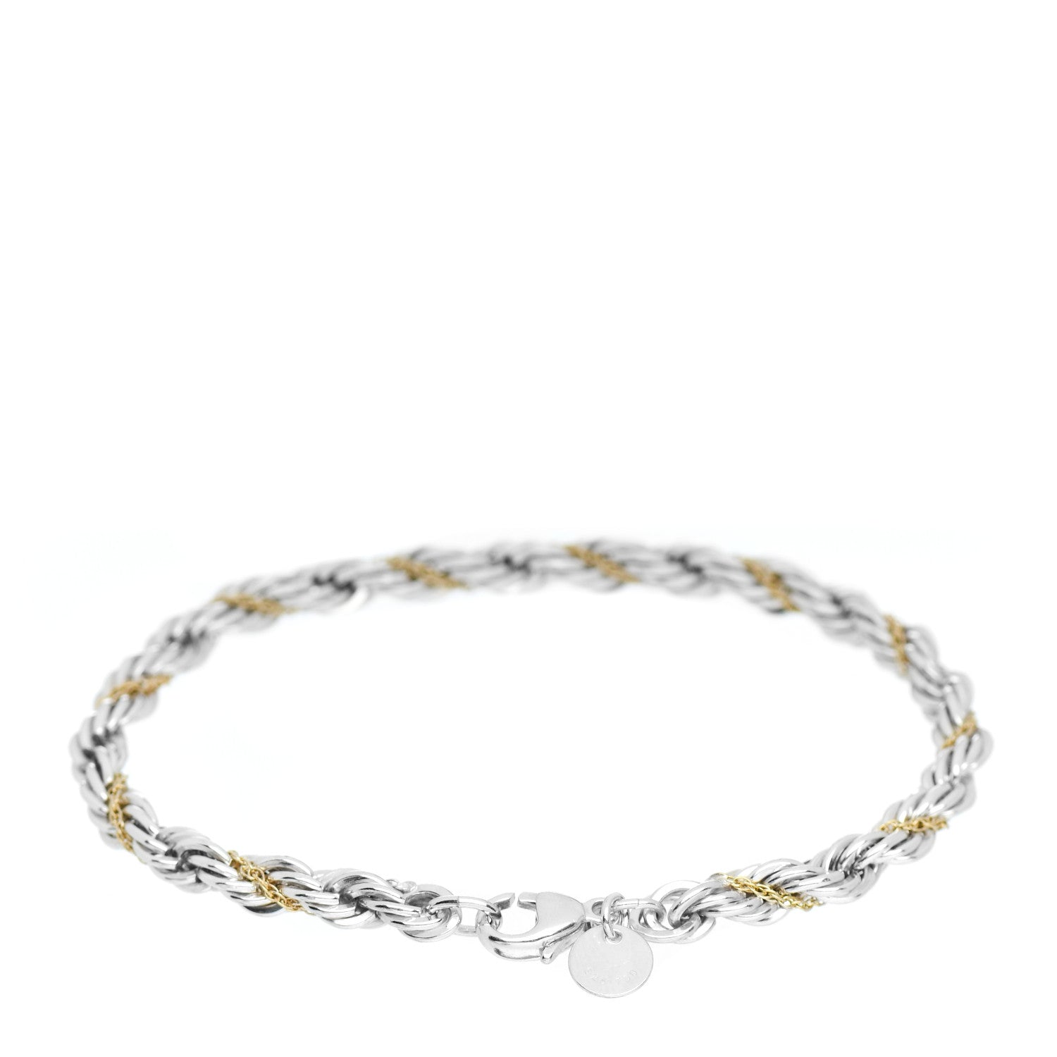 Tiffany Sterling Silver 18K Yellow Gold Rope Chain Bracelet 3 of 4