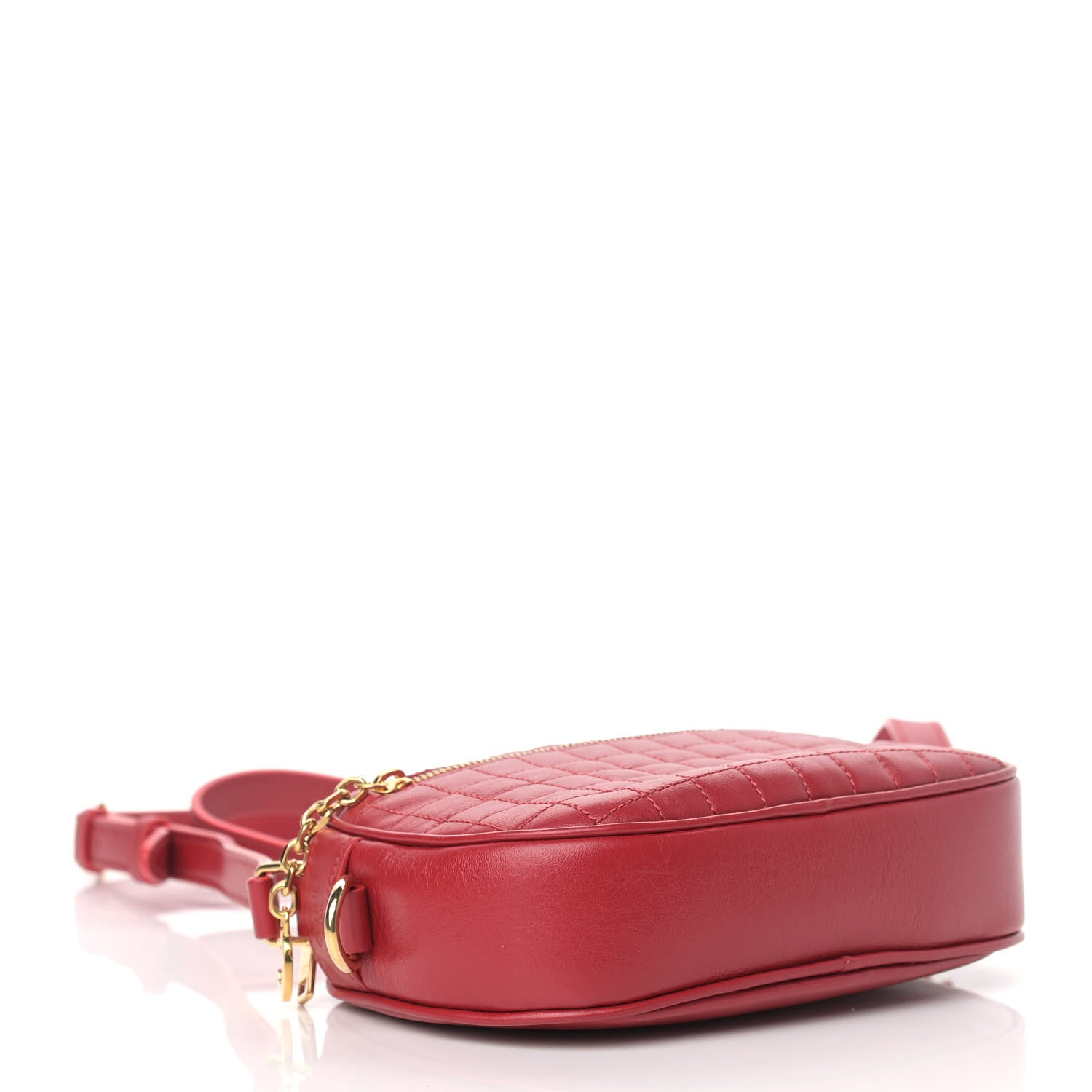 Celine Calfskin Quilted Small C Charm Bag Red 4 of 10