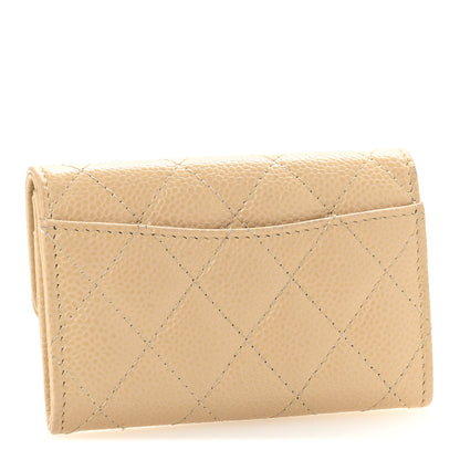 Chanel Caviar Quilted Flap Card Holder Wallet Beige 3 of 11