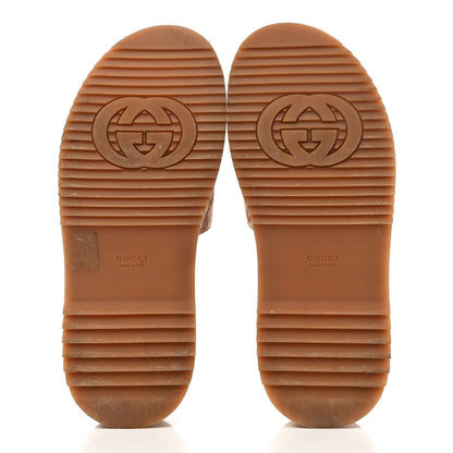 Gucci Canvas GG Monogram Angelina Platform Slide Sandals 38 Beige Ruggine 5 of 10