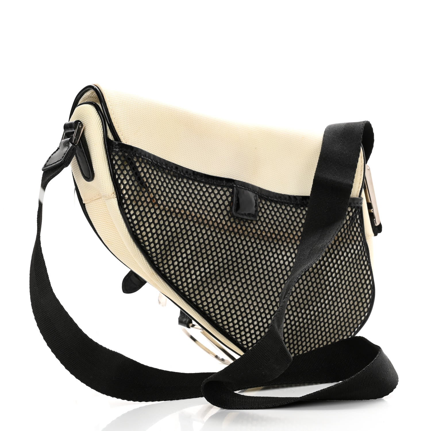 Christian Dior Canvas Mesh Sport Saddle Bag White Black 3 of 13