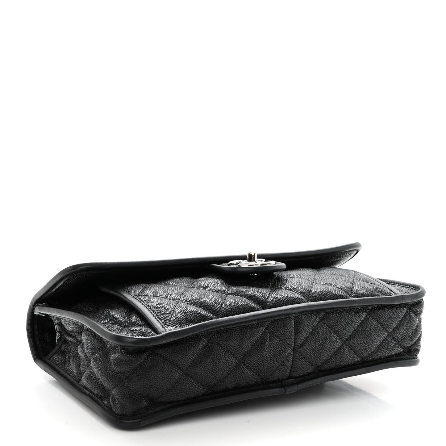 Caviar Quilted Large French Riviera Flap Black
