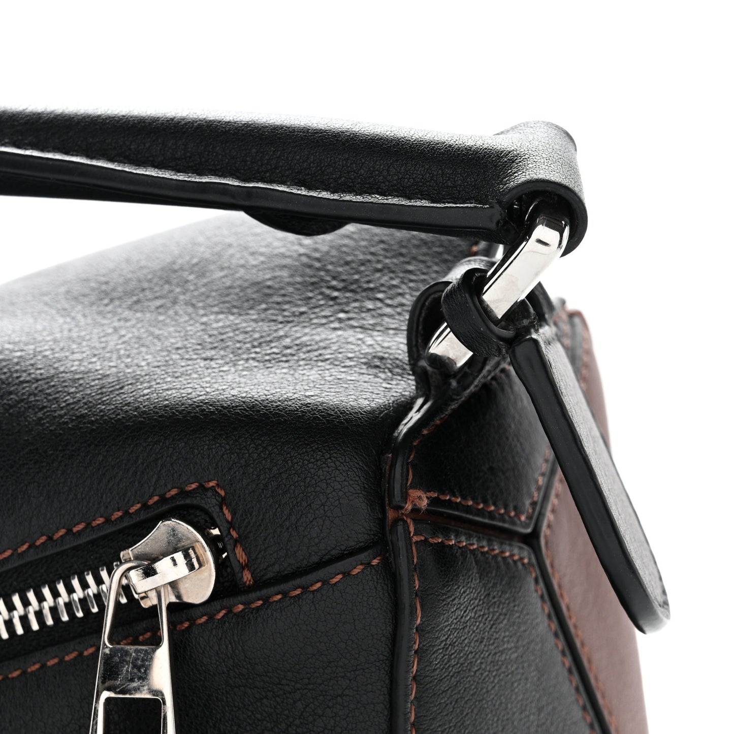 Calfskin Small Puzzle Bag Brunette Soft White Black