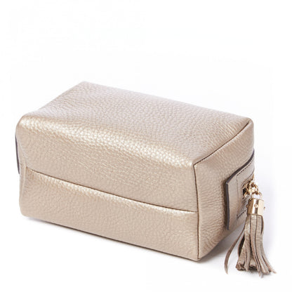 Gucci Metallic Pebbled Calfskin Medium Soho Cosmetic Case Golden Beige 5 of 8