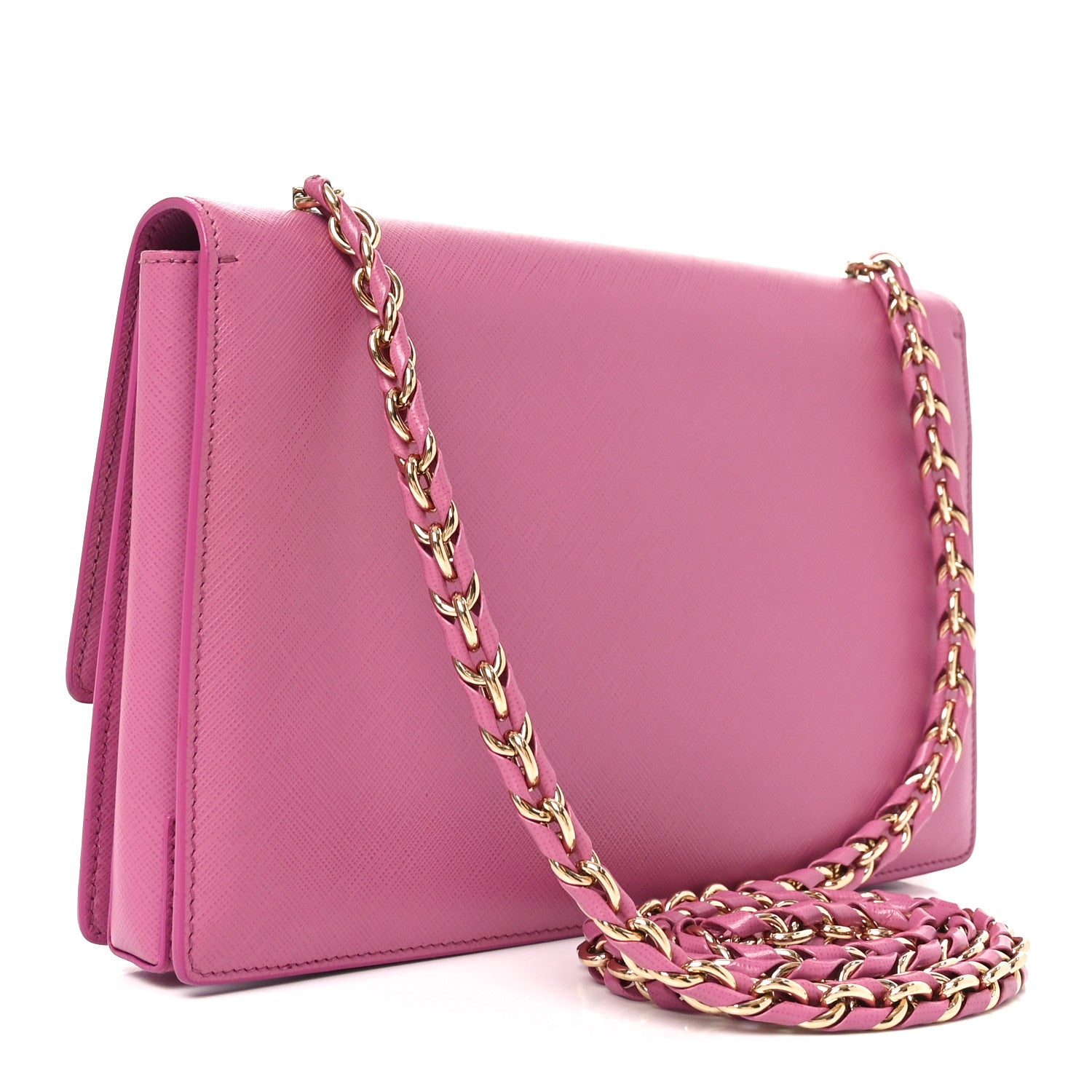 Salvatore Ferragamo Printed Calfskin Vara Bow Chain Flap Crossbody Fuchsia 3 of 9
