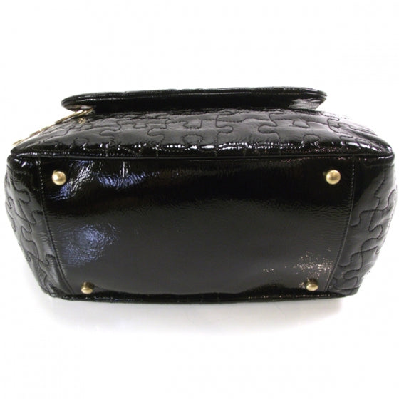 Patent Puzzle Accordion Flap Bag Black