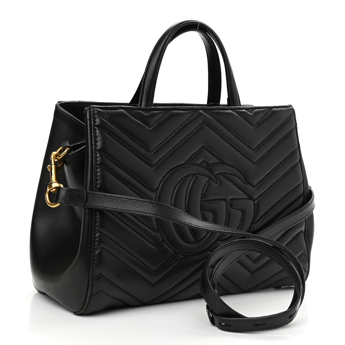Calfskin Matelasse Small GG Marmont Tote Black