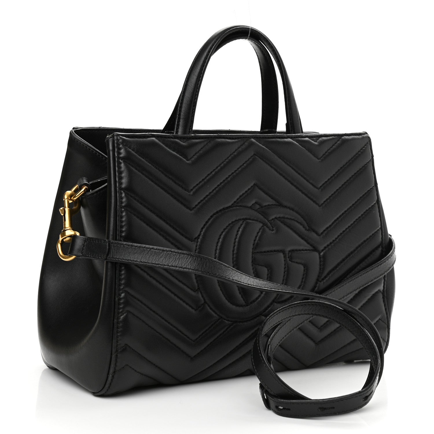 Gucci Calfskin Matelasse Small GG Marmont Tote Black 3 of 15