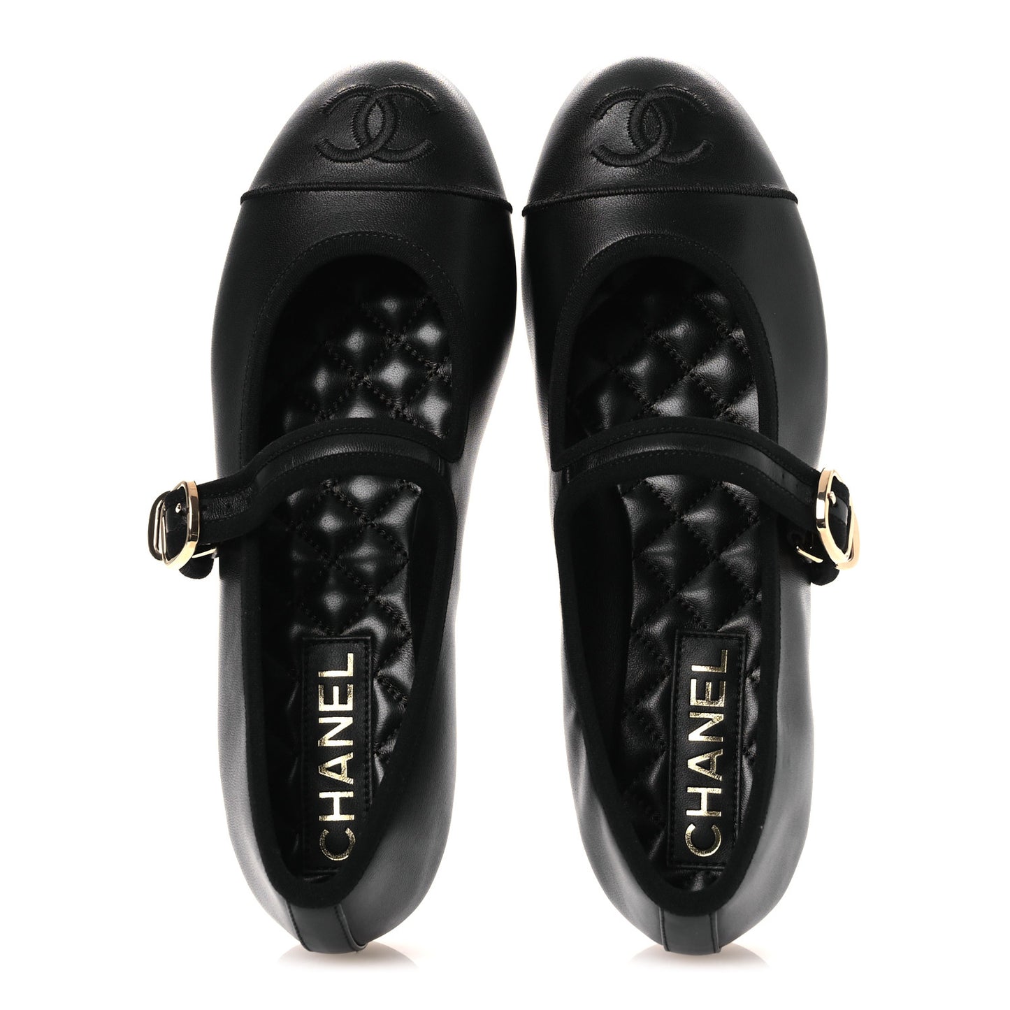 Lambskin Mary Jane Flats 37 Black