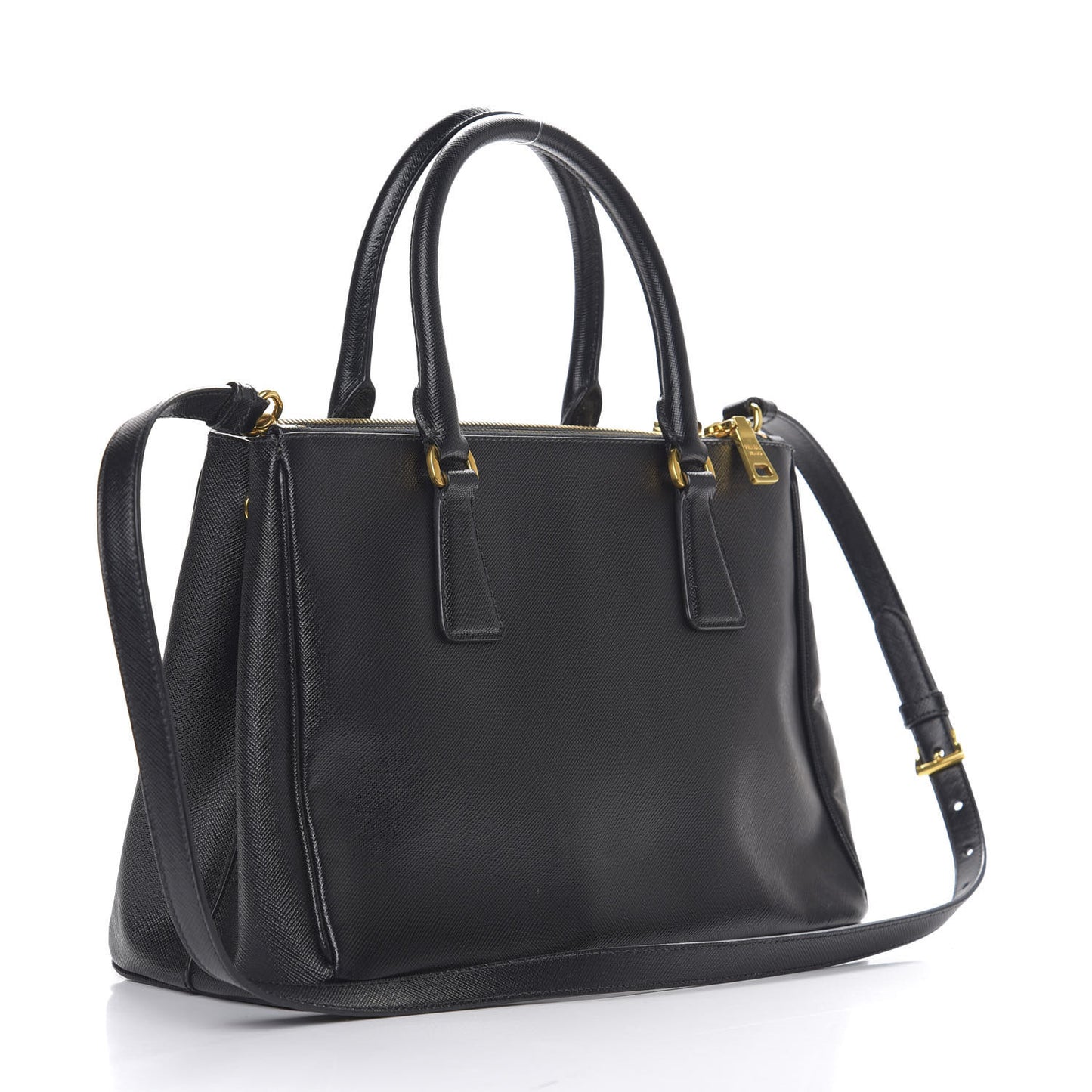 Saffiano Medium Galleria Double Zip Tote Black
