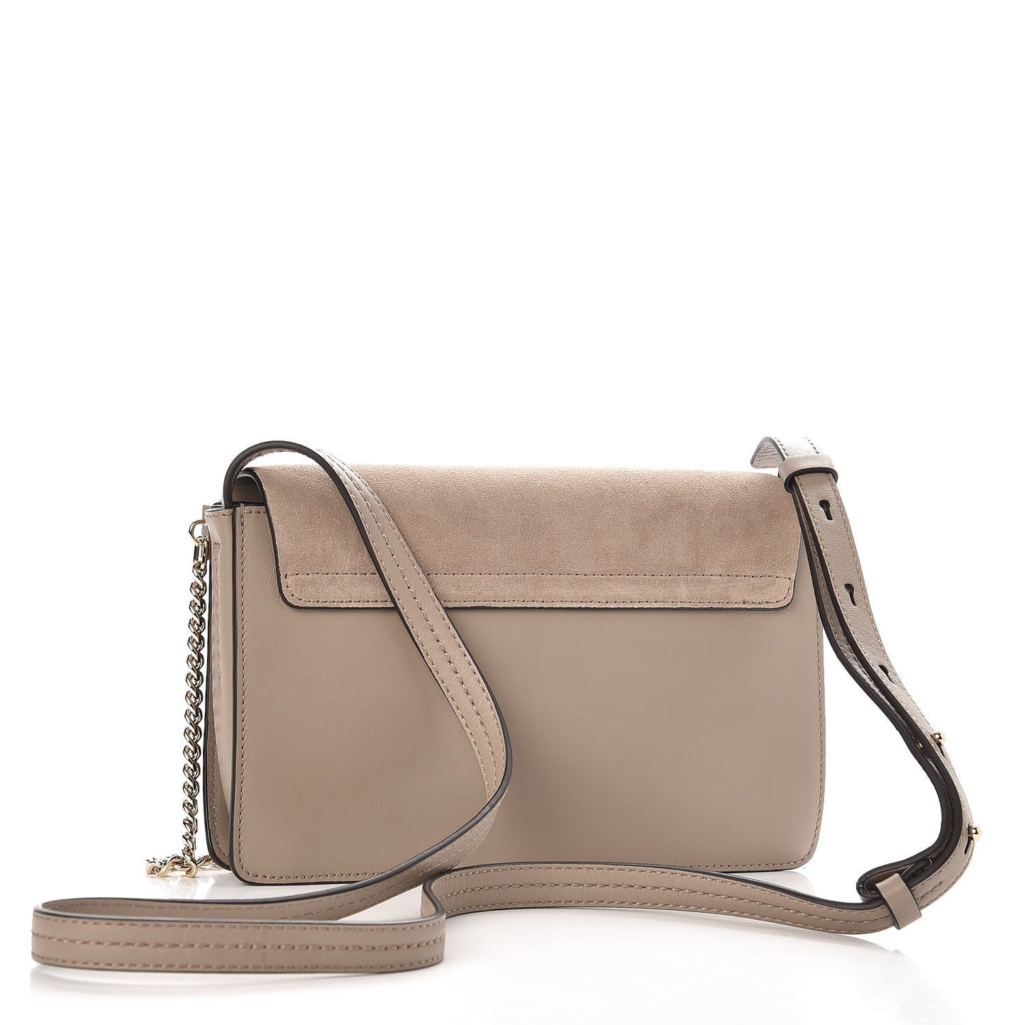 Suede Calfskin Small Faye Shoulder Bag Motty Grey