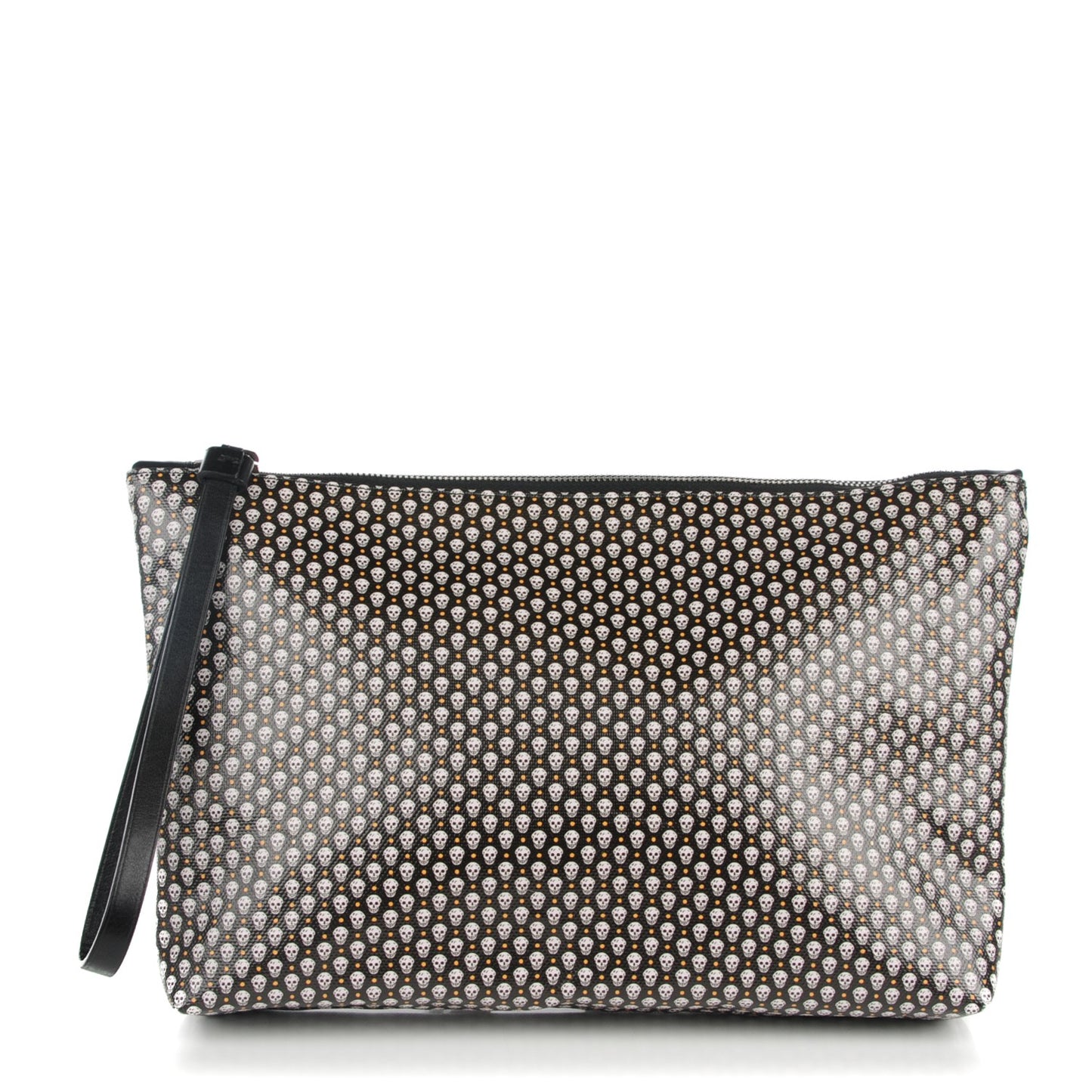 Coated Canvas Mini Skull Zipped Pouch Black