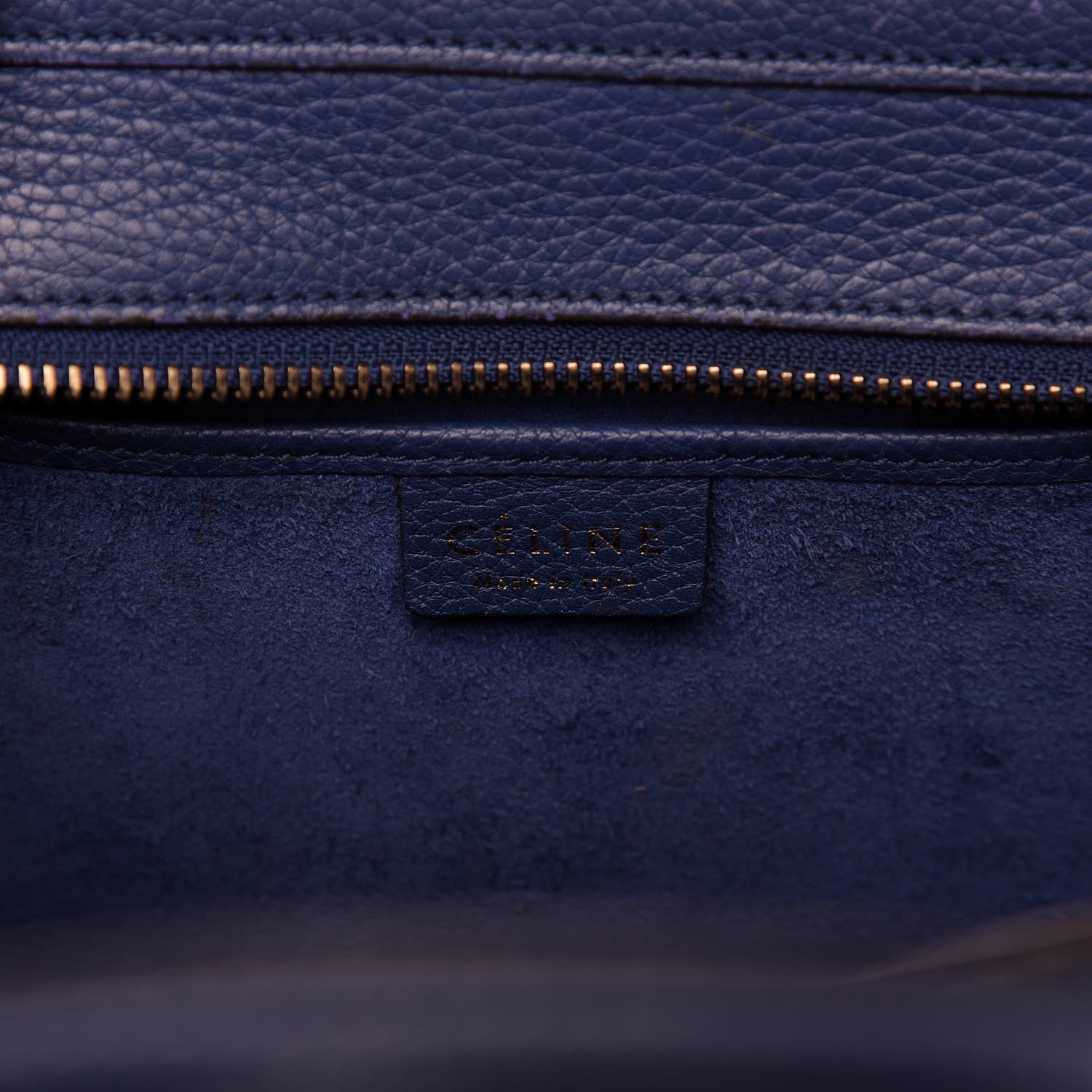 Celine Drummed Calfskin Nano Luggage Indigo 9 of 10