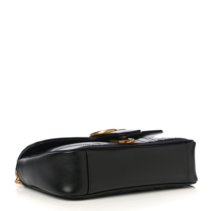 Gucci Calfskin Matelasse Mini GG Marmont Shoulder Bag Black 3 of 10