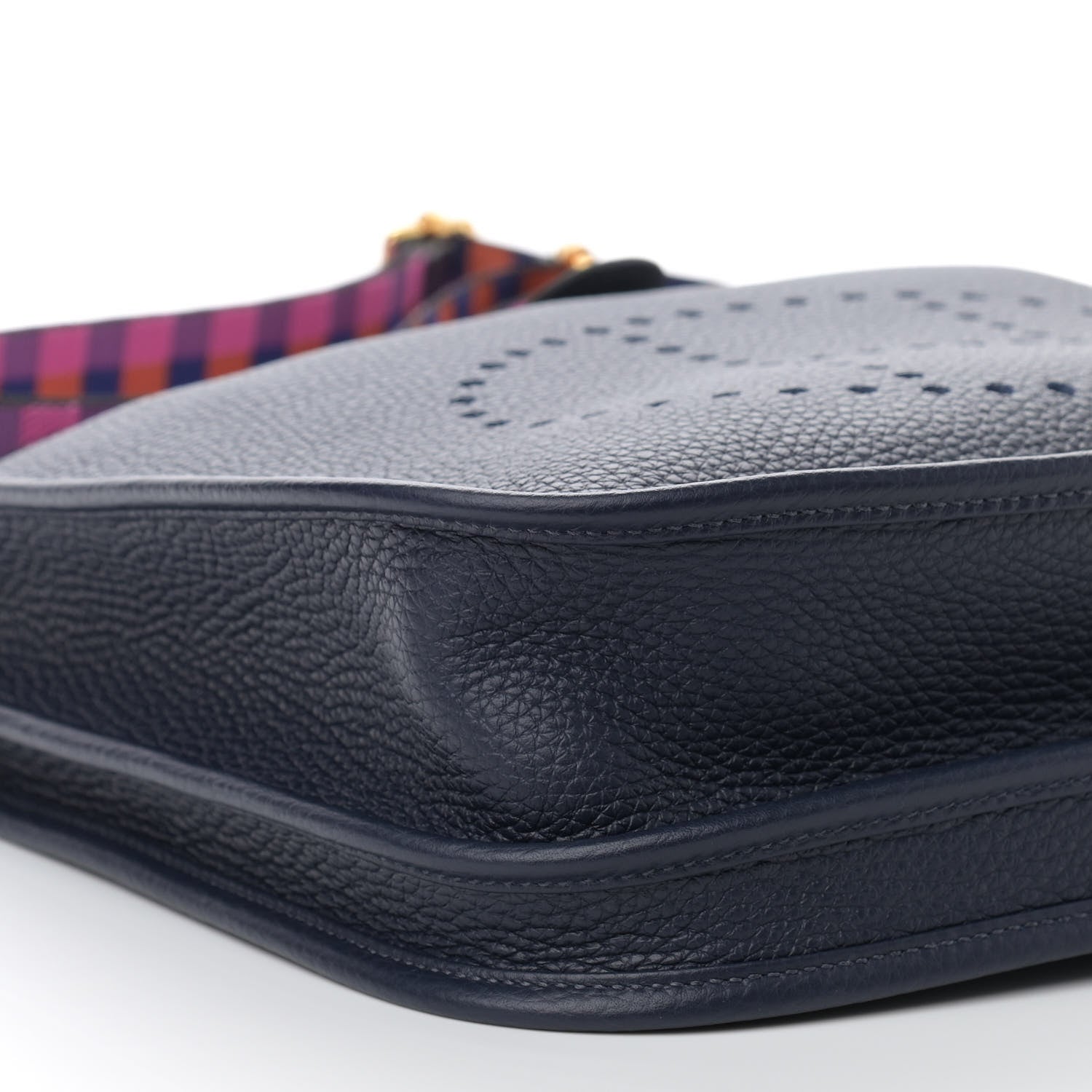 Hermes Taurillon Clemence Quadrille Evelyne III PM Bleu Nuit Bleu Saphir Anemone Capucine 8 of 10