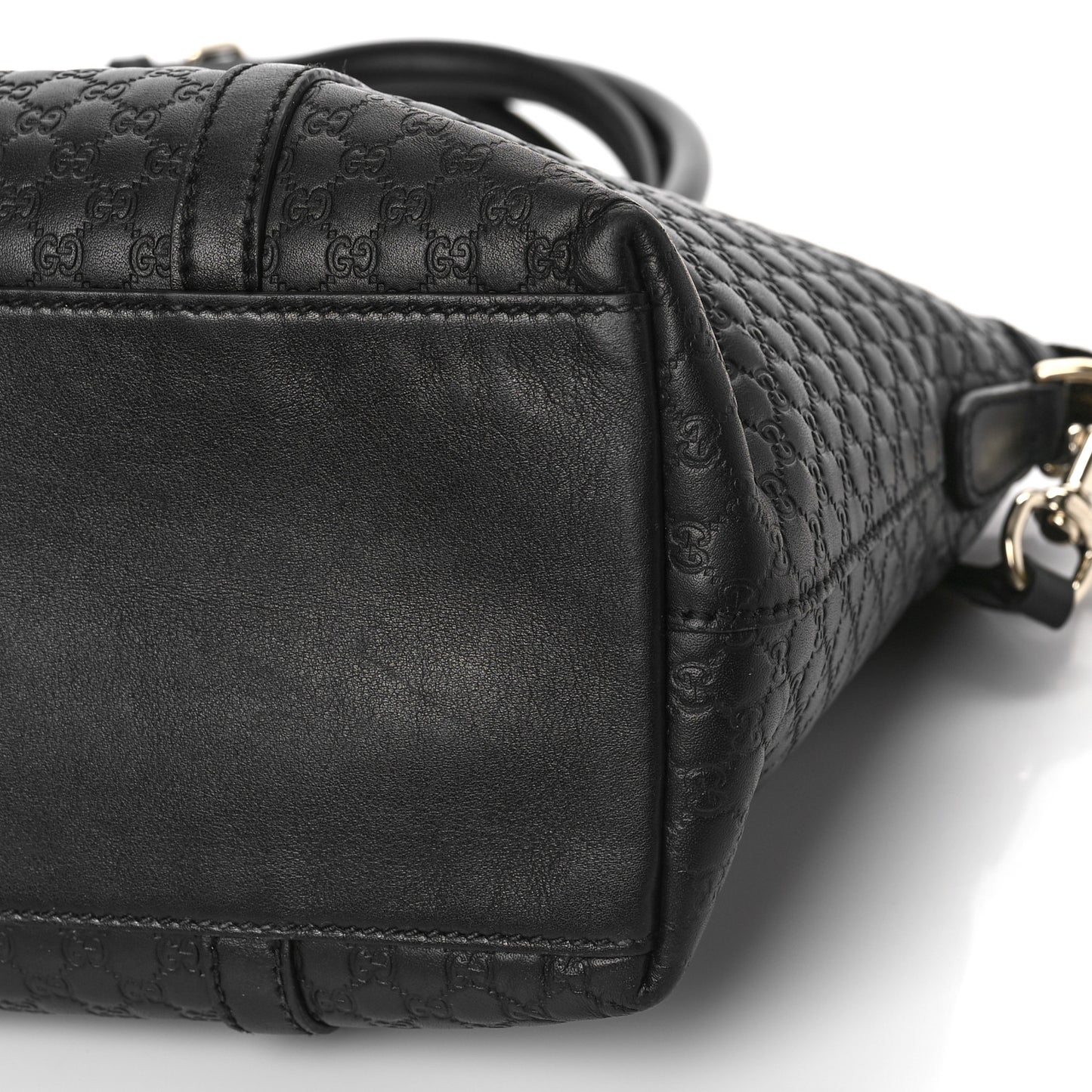Soft Microguccissima Small Zippered Satchel Black
