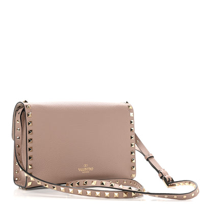 Valentino Garavani Pebbled Calfskin Medium Rockstud Flip Lock Crossbody Bag Poudre 3 of 8