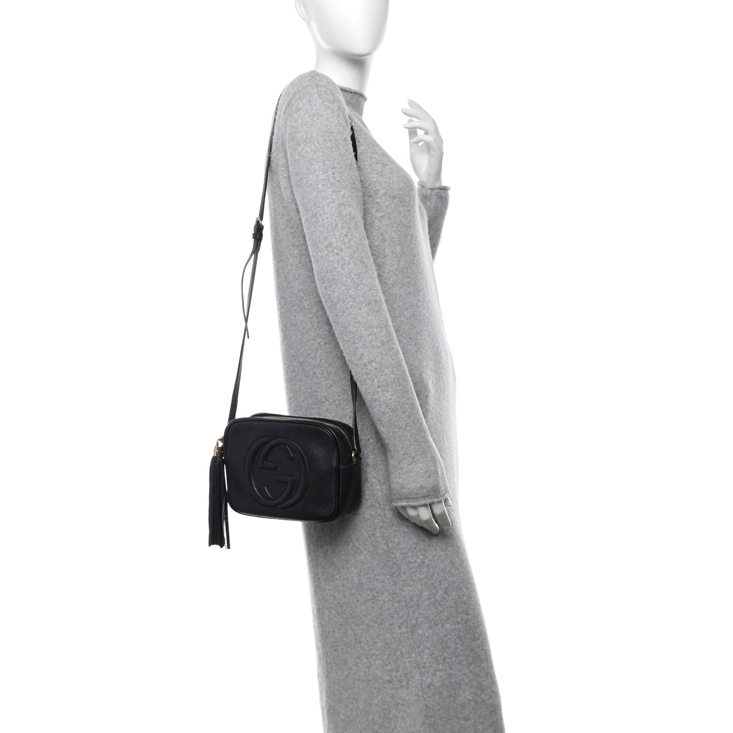 Pebbled Calfskin Small Soho Disco Bag Black