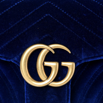 Gucci Velvet Matelasse Small GG Marmont Shoulder Bag Cobalt Blue 9 of 9