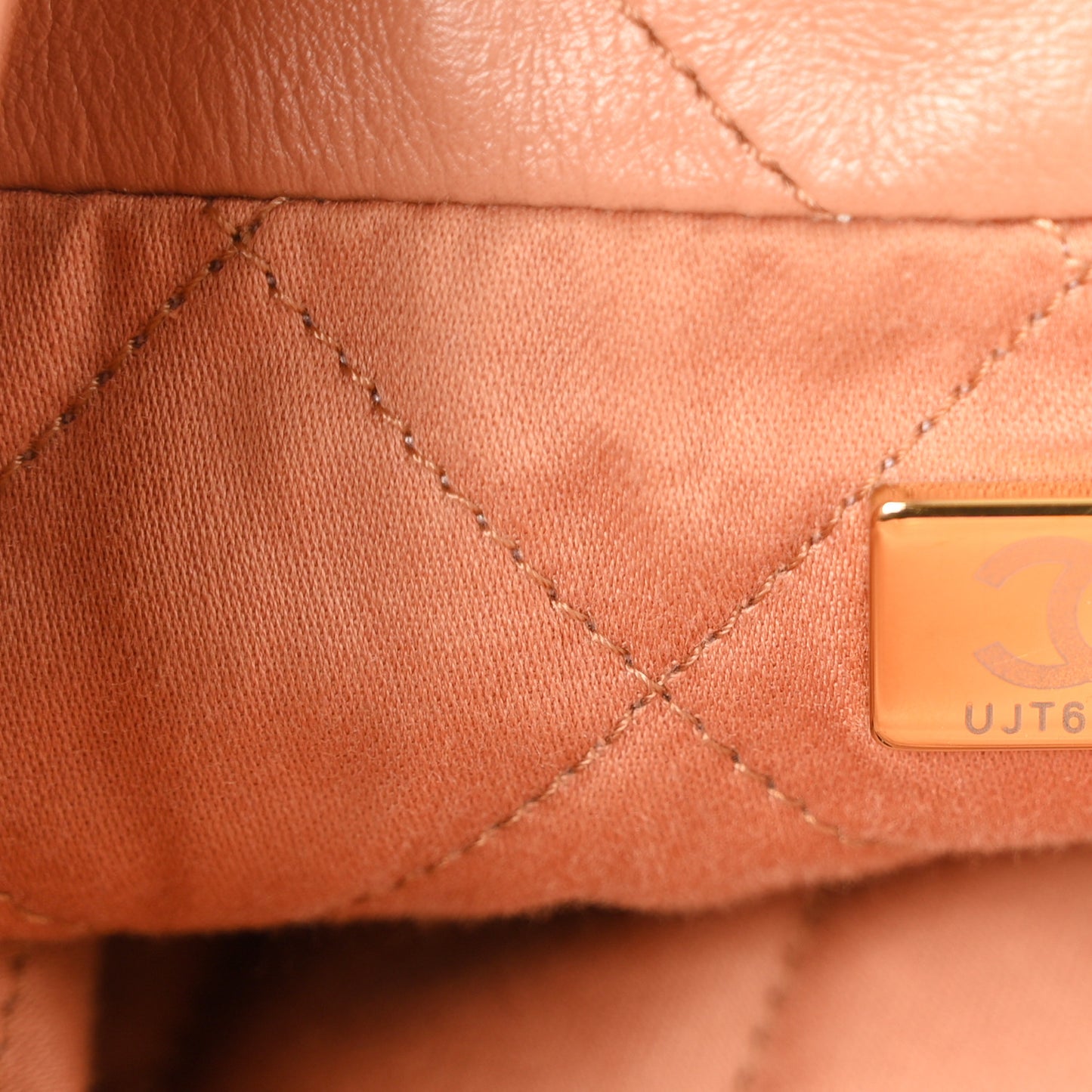 Shiny Calfskin Quilted Small Chanel 22 Camel