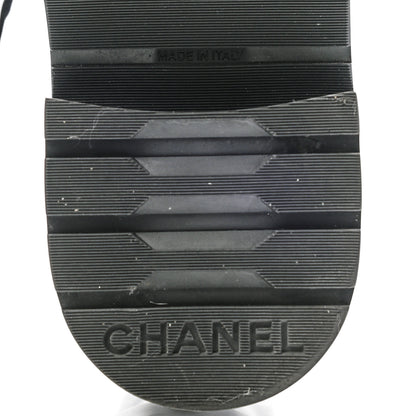 Chanel Shiny Lambskin Quilted Lace Up Combat Boots 36.5 Black 6 of 9