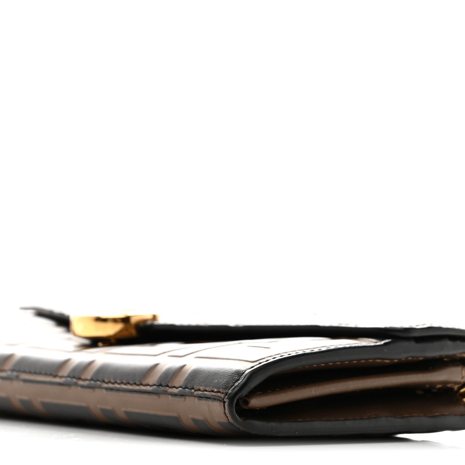 Fendi Vitello Soft F is Fendi Bi-Color FF 1974 Embossed Continental Envelope Wallet On Chain Maya Black 10 of 11