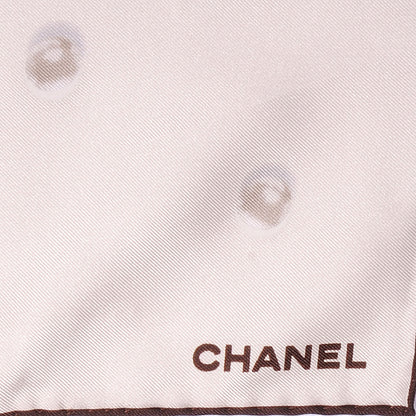 Chanel Silk Pearl CC Square Scarf Ivory 3 of 10