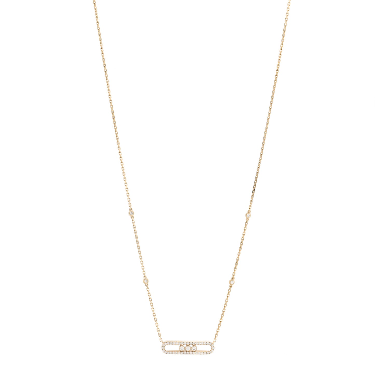 18K Yellow Gold Diamond Baby Move Classic Pave Necklace
