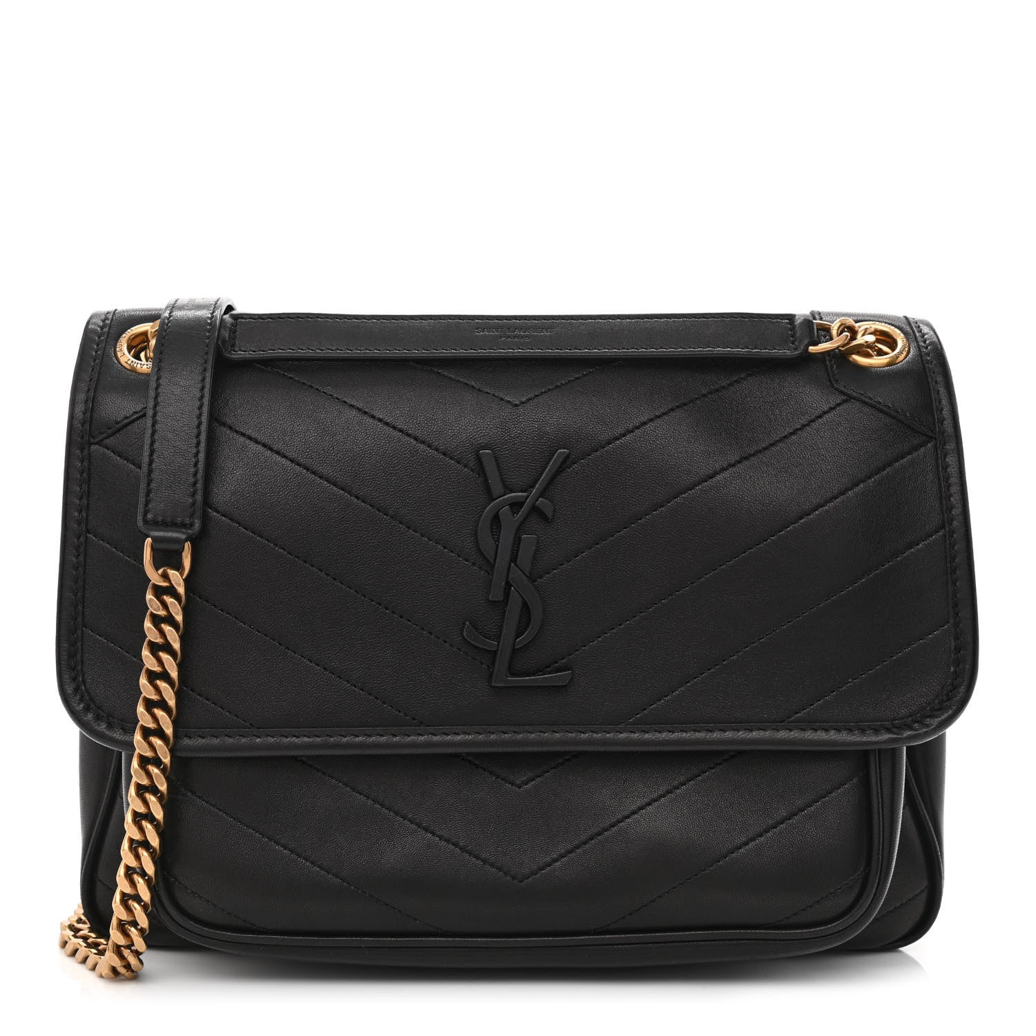 Saint Laurent Lambskin Matelasse Monogram Medium Niki Chain Satchel Black 1 of 11