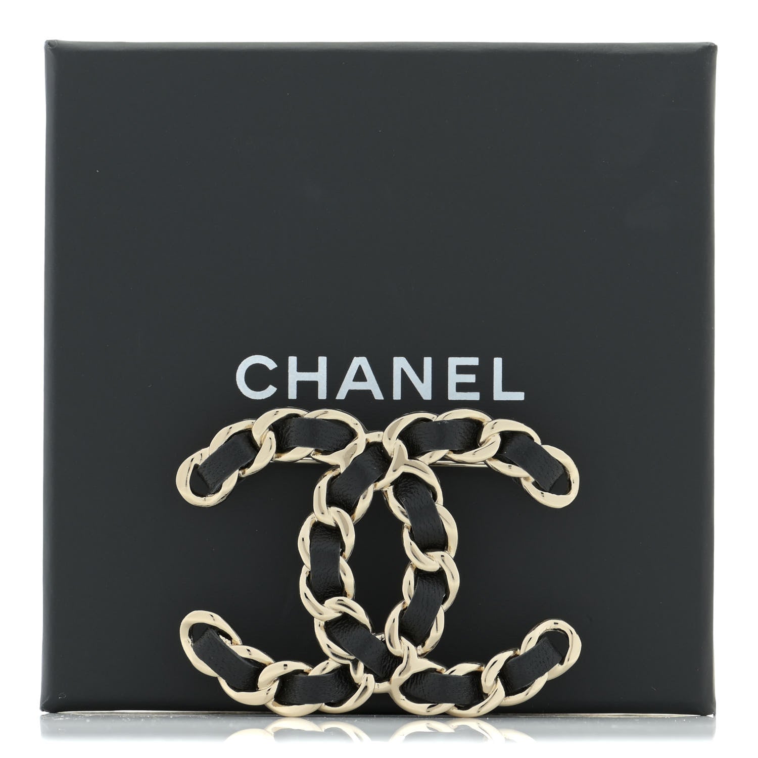 Chanel Lambskin Chain CC Brooch Black Gold 6 of 7