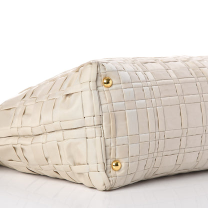 Prada Tessuto Nylon Woven Tote Bag Beige 8 of 10