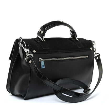 Proenza Schouler Suede Calfskin Crocodile Embossed Medium PS1 Satchel Black 2 of 12