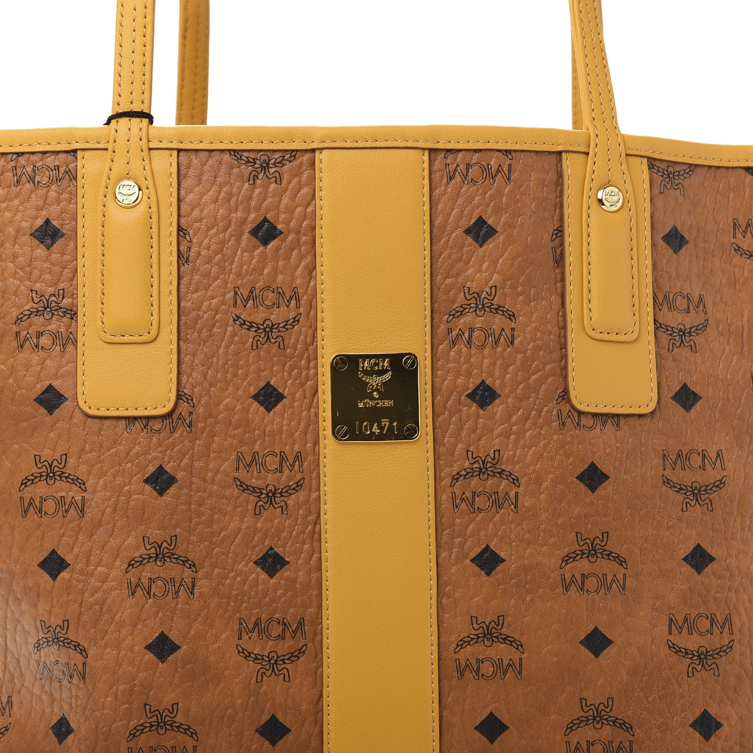 MCM Visetos Medium Liz Reversible Shopper Tote Cognac Yellow 11 of 18