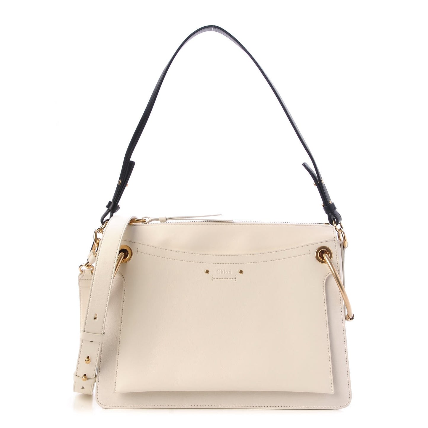 Calfskin Medium Roy Bag Natural White