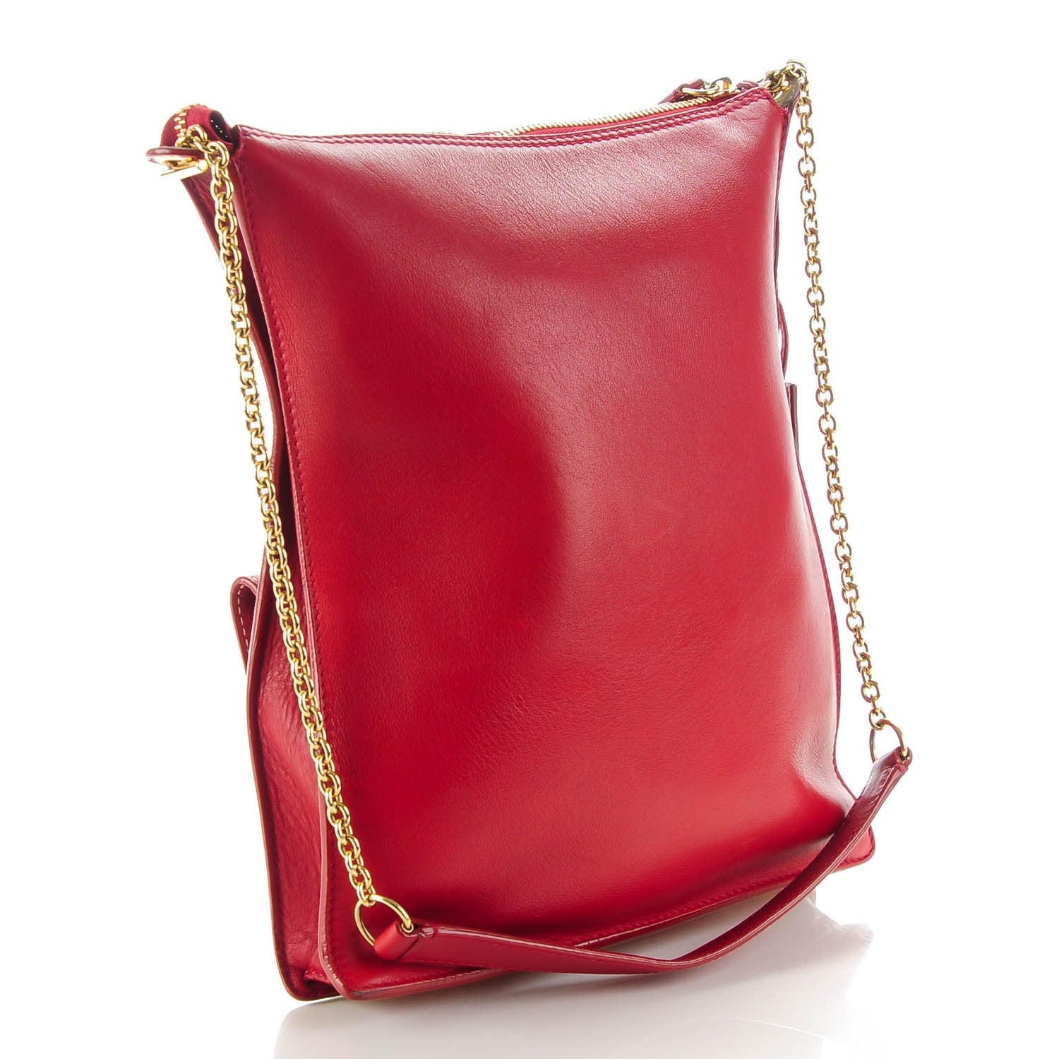Celine Calfskin Bi-Color Envelope Shoulder Bag Red 3 of 9
