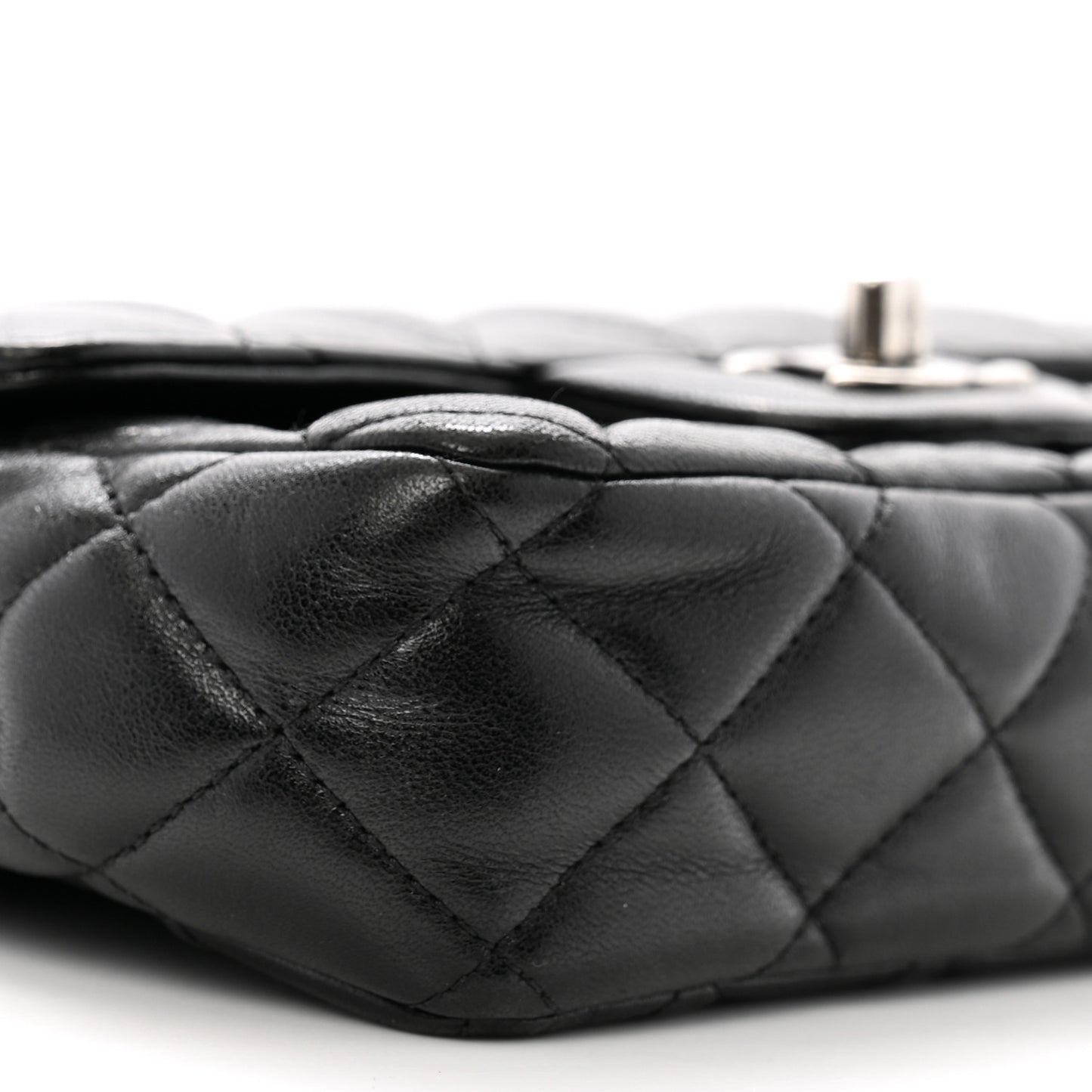 Lambskin Quilted Mini Around the World Flap Black