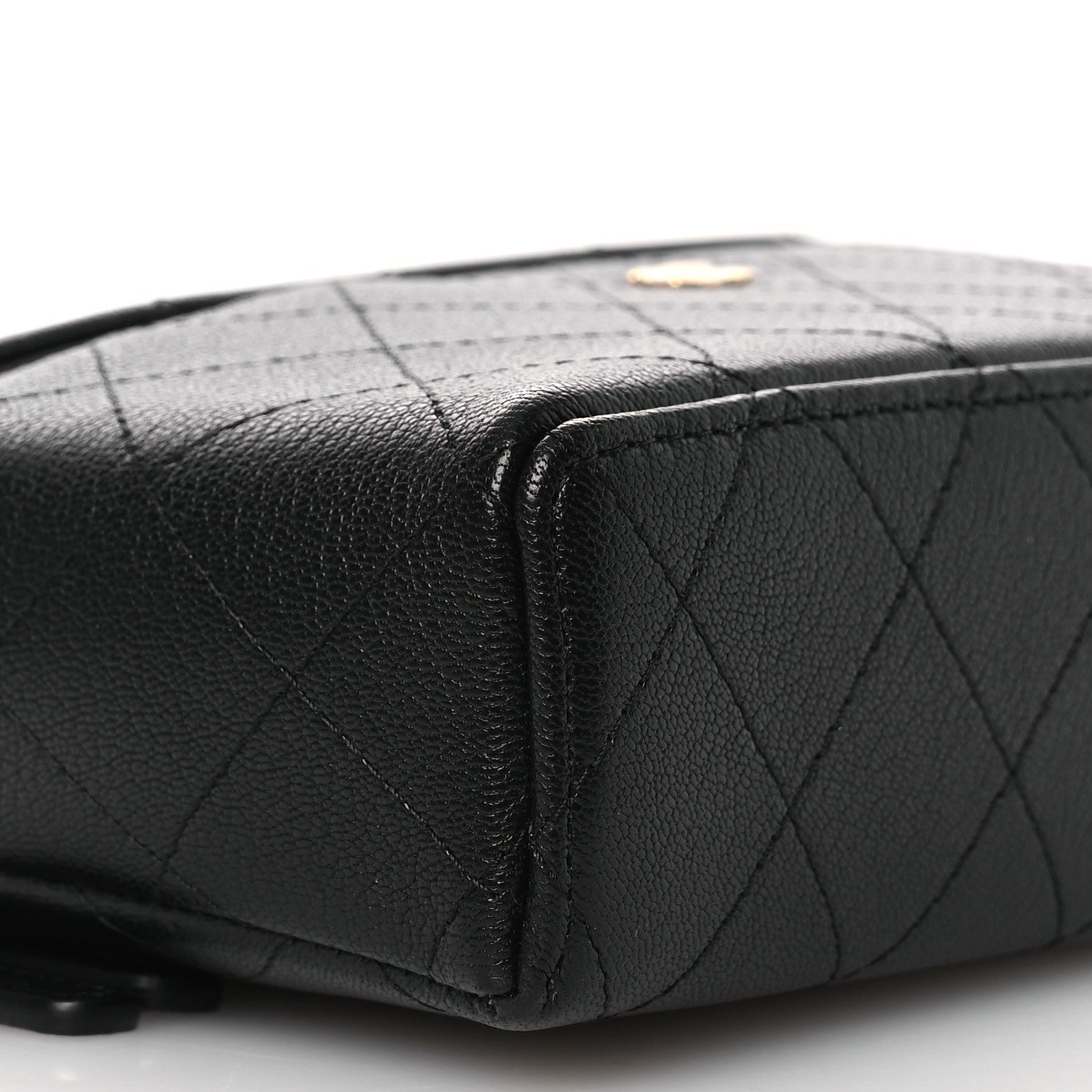 Chanel Goatskin Stitched Top Handle Slim Vanity With Chain Black 8 of 11