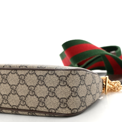 Gucci GG Supreme Monogram Textured Dollar Calfskin Web Small Ophidia GG Handbag Beige Ebony New Acero 9 of 10