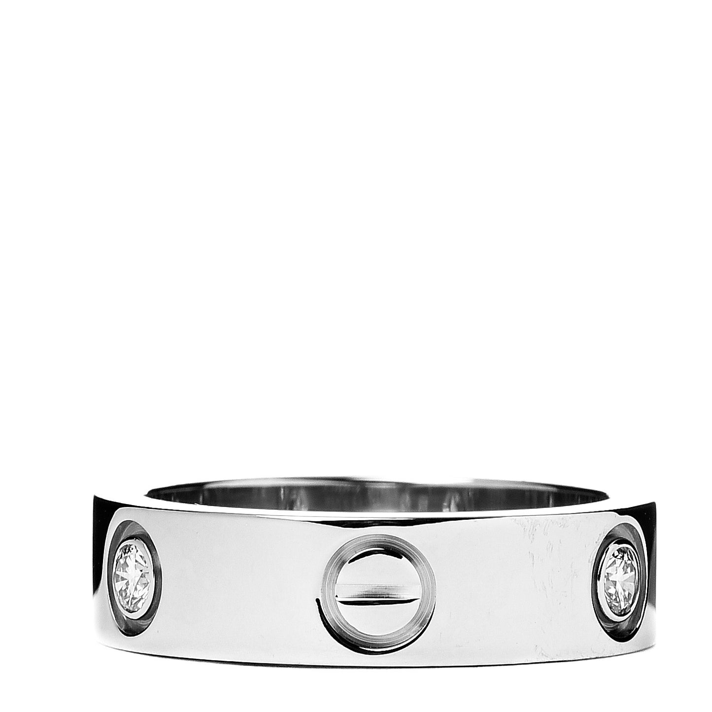 18K White Gold 3 Diamond 5.5mm LOVE Ring 54 6.75