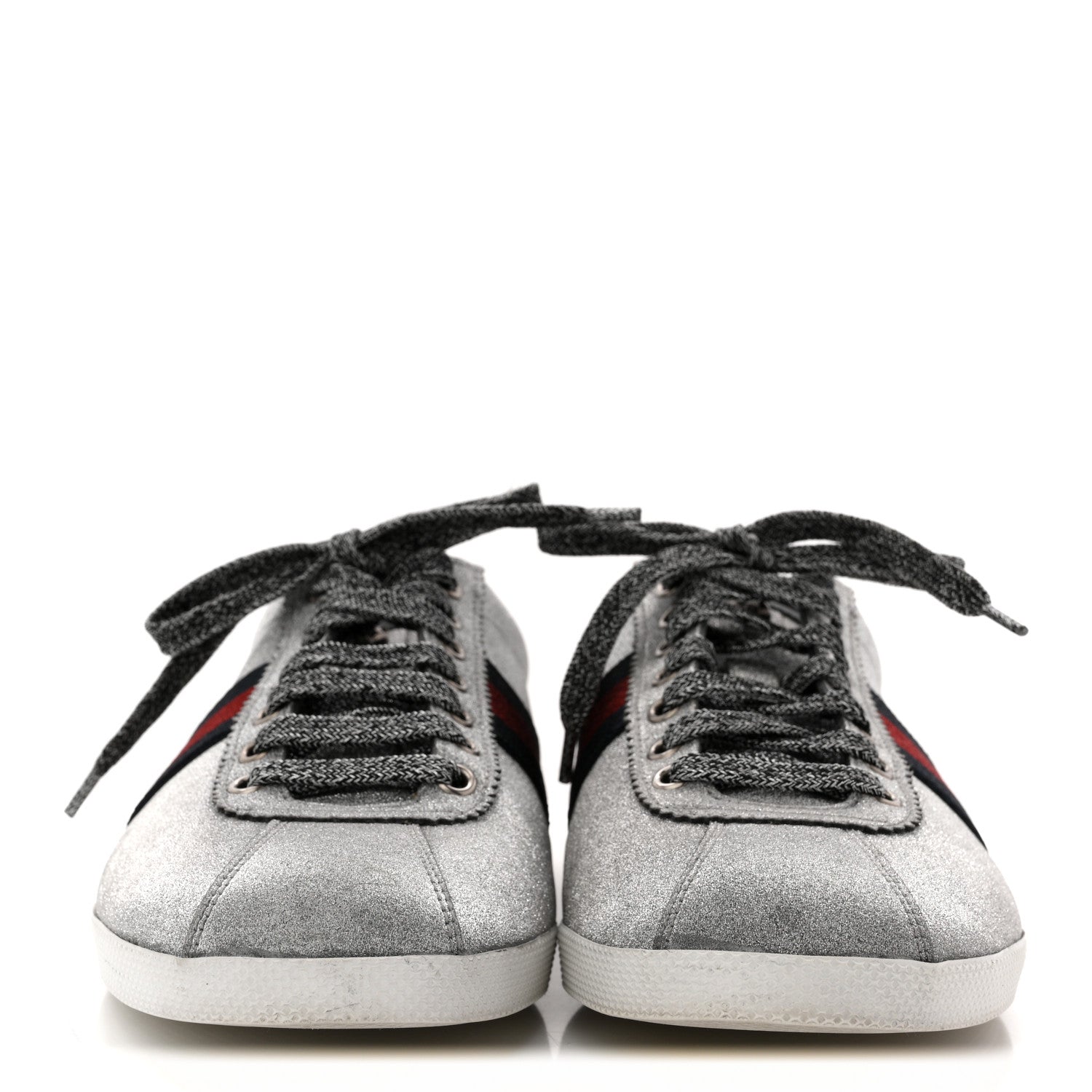 Gucci Glitter Fabric Studded Web Mens Sneakers 9 Silver 5 of 17