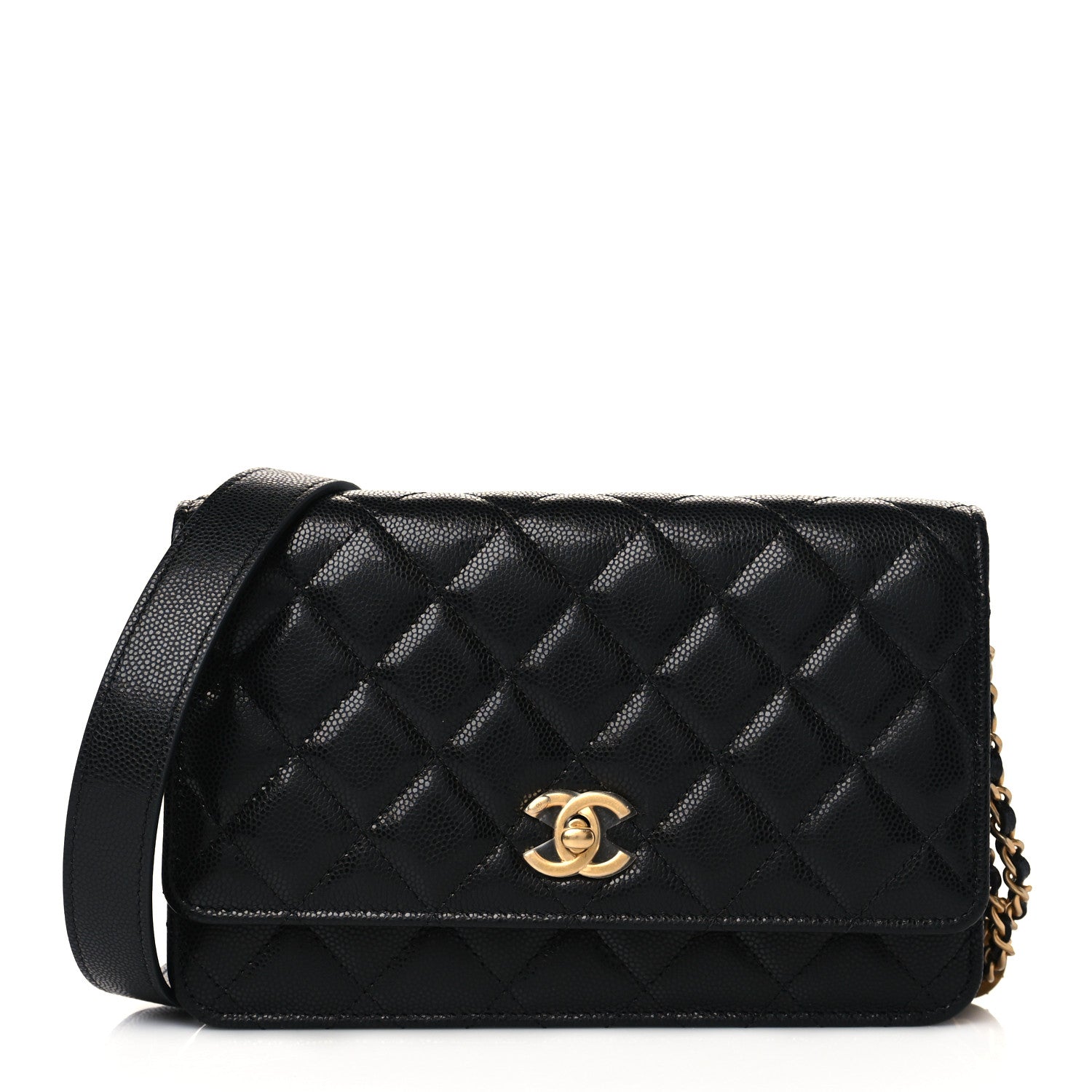 Chanel Caviar Quilted Twist Your Buttons Wallet On Chain WOC Black 1 of 10