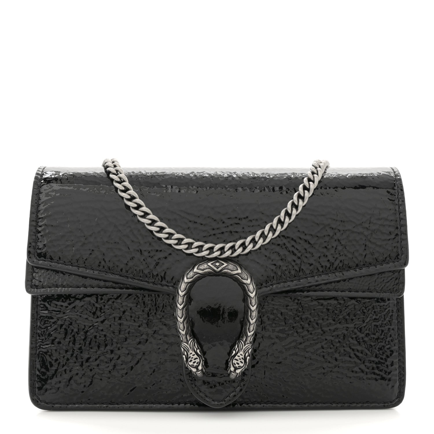 Gucci Crinkled Patent Mini Dionysus Shoulder Bag Black 1 of 10