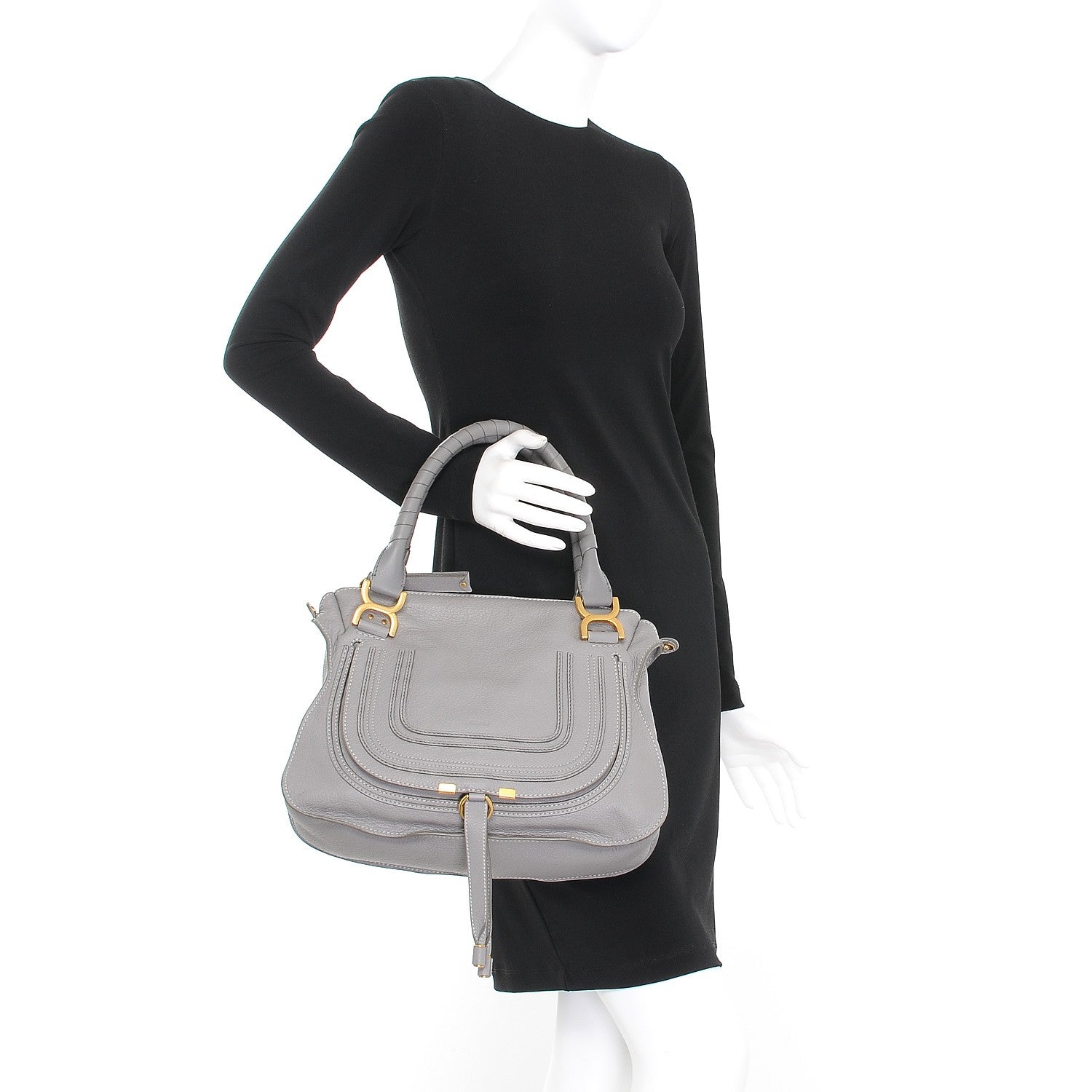Chloe Calfskin Medium Marcie Satchel Cashmere Grey 3 of 10