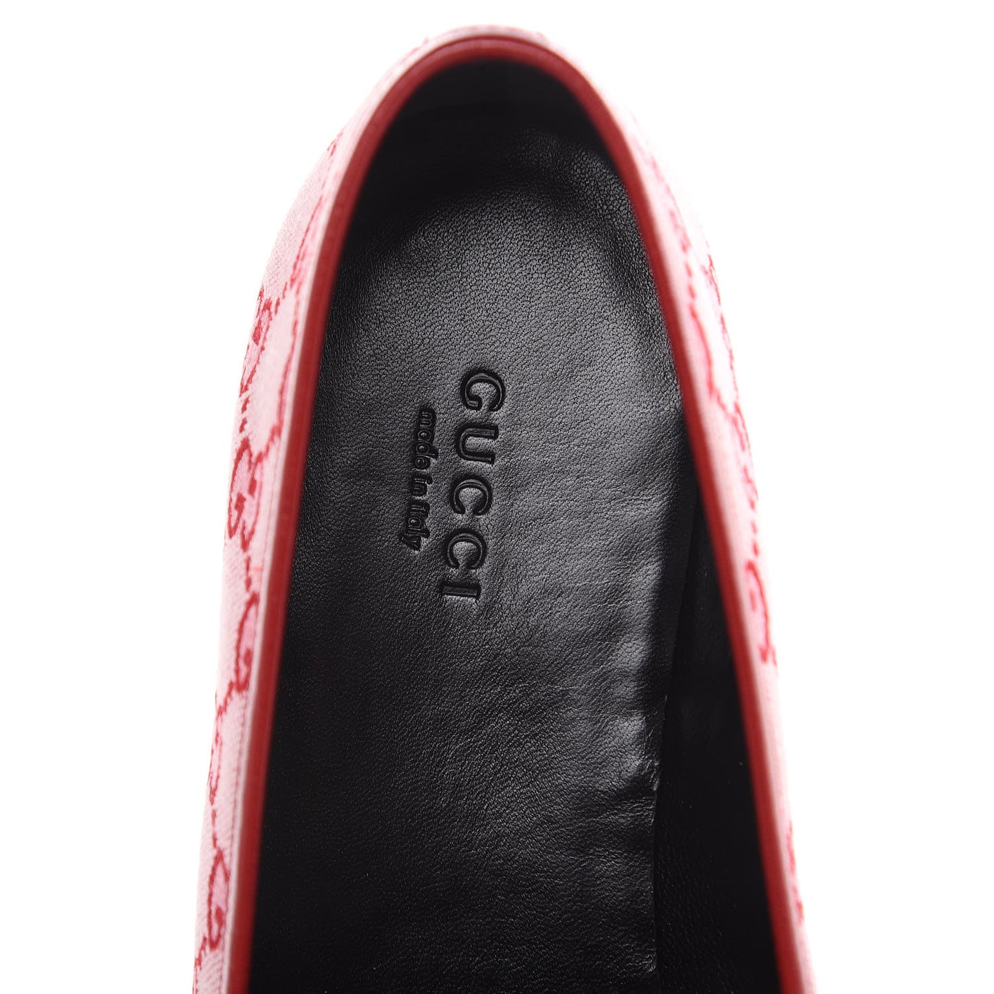 Canvas GG Monogram Horsebit Womens Jordaan Loafers 40 Gardenia Hibiscus Red