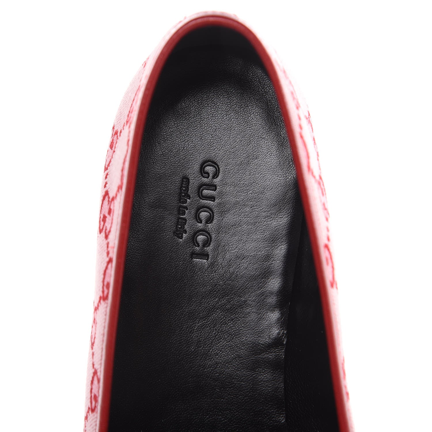 Gucci Canvas GG Monogram Horsebit Womens Jordaan Loafers 40 Gardenia Hibiscus Red 5 of 9