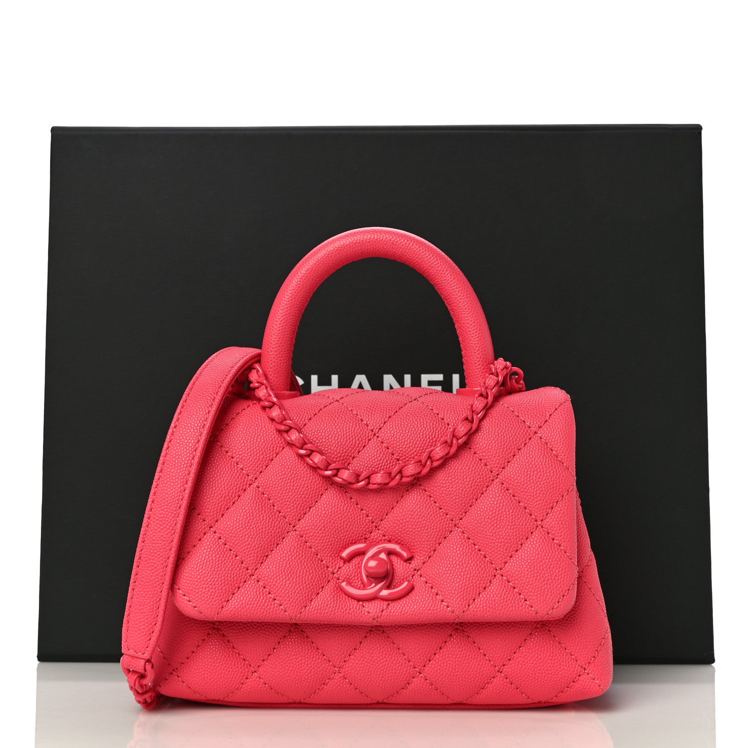 Chanel Caviar Quilted Incognito Extra Mini Coco Handle Flap Pink 11 of 11