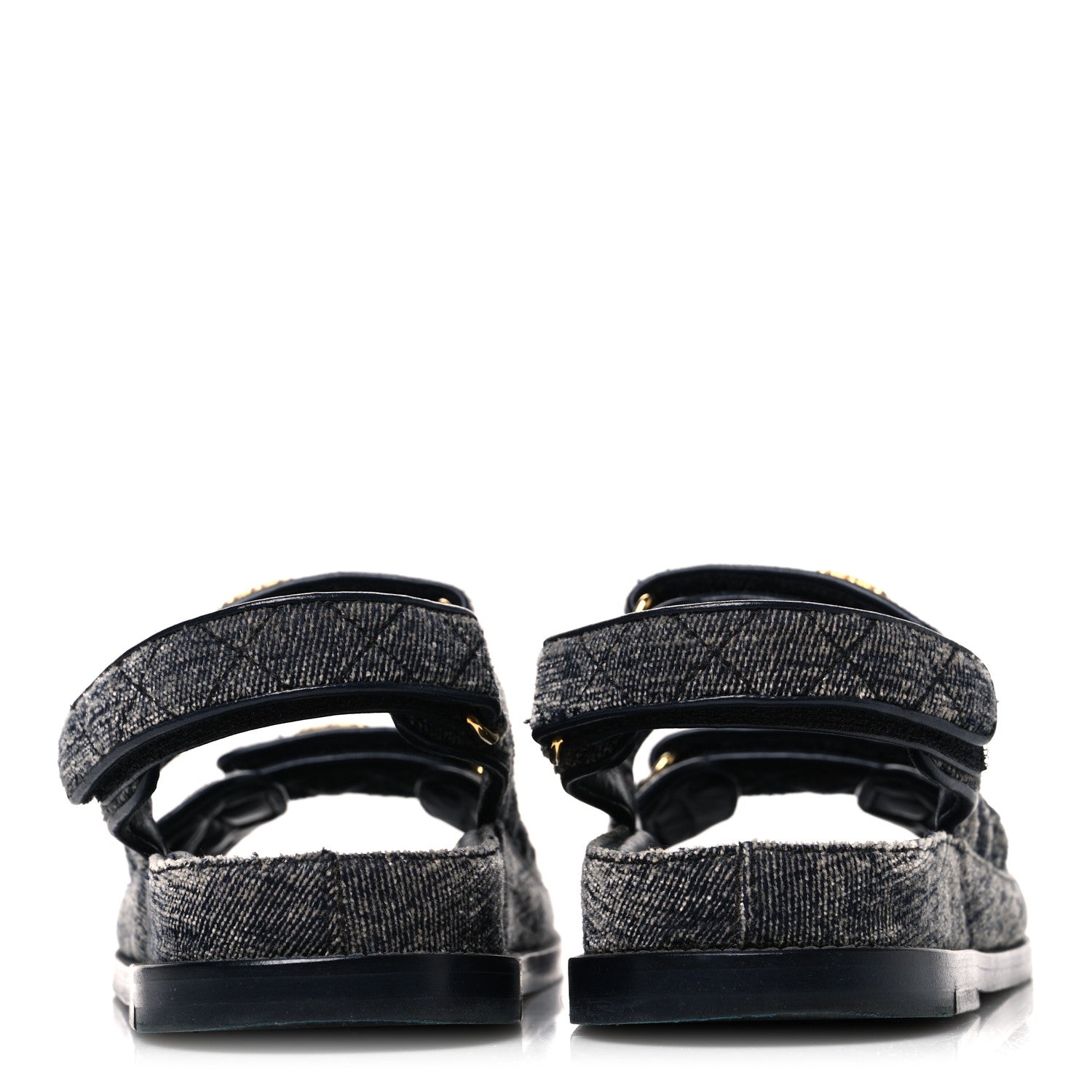 Chanel Velvet Velcro Dad Sandals 36 Grey 6 of 12