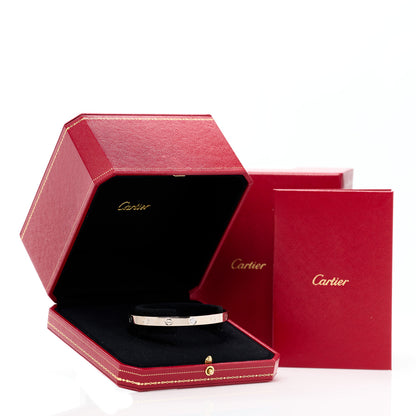 Cartier 18K White Gold 1 Diamond LOVE Cuff Bracelet 19 4 of 4